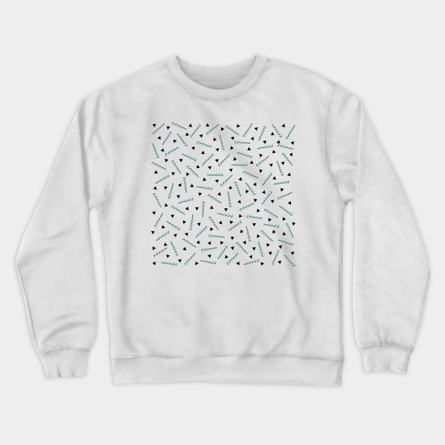 Memphis Pattern - green+black Crewneck Sweatshirt by fivemmPaper